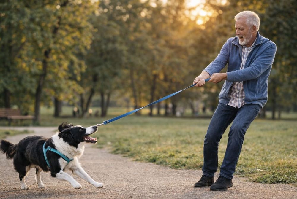 куче се дърпа на дядо